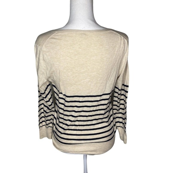 J Crew Beige Striped Wool Blend Zip Up V Neck Cardigan Sweater Size S Womens - Picture 3 of 8
